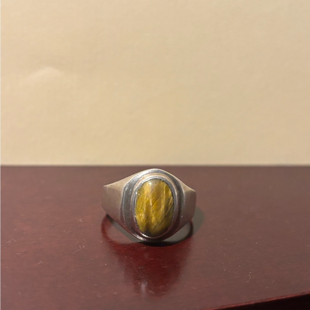 Silver Ring With Yellow Stone - image 1